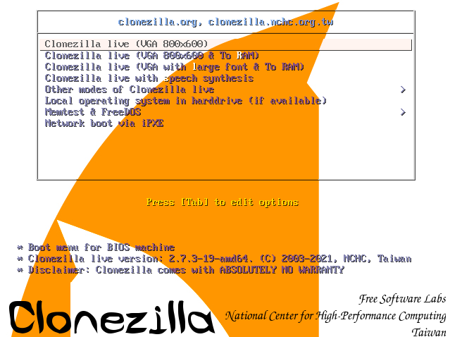 Clonezilla Live 2.7.3