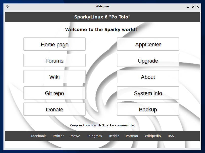 SparkyLinux 6 Welcome Center