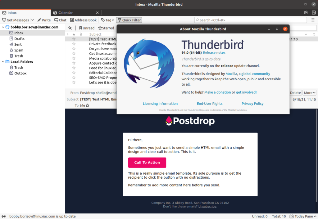 Mozilla Thunderbird 91