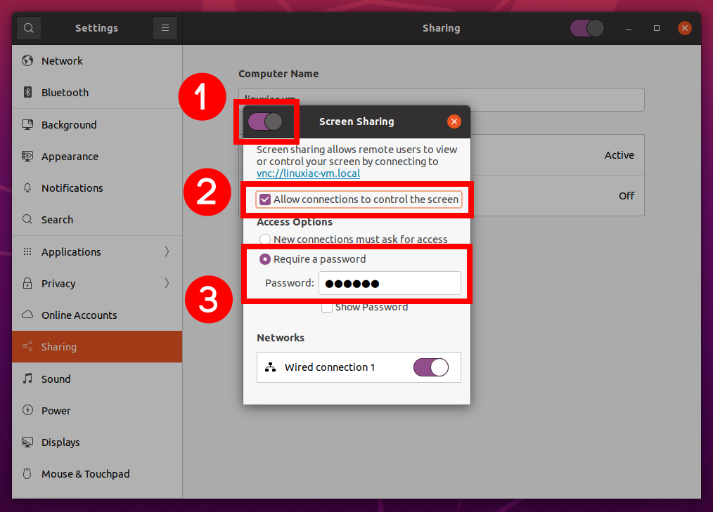 Enable Ubuntu Screen Sharing