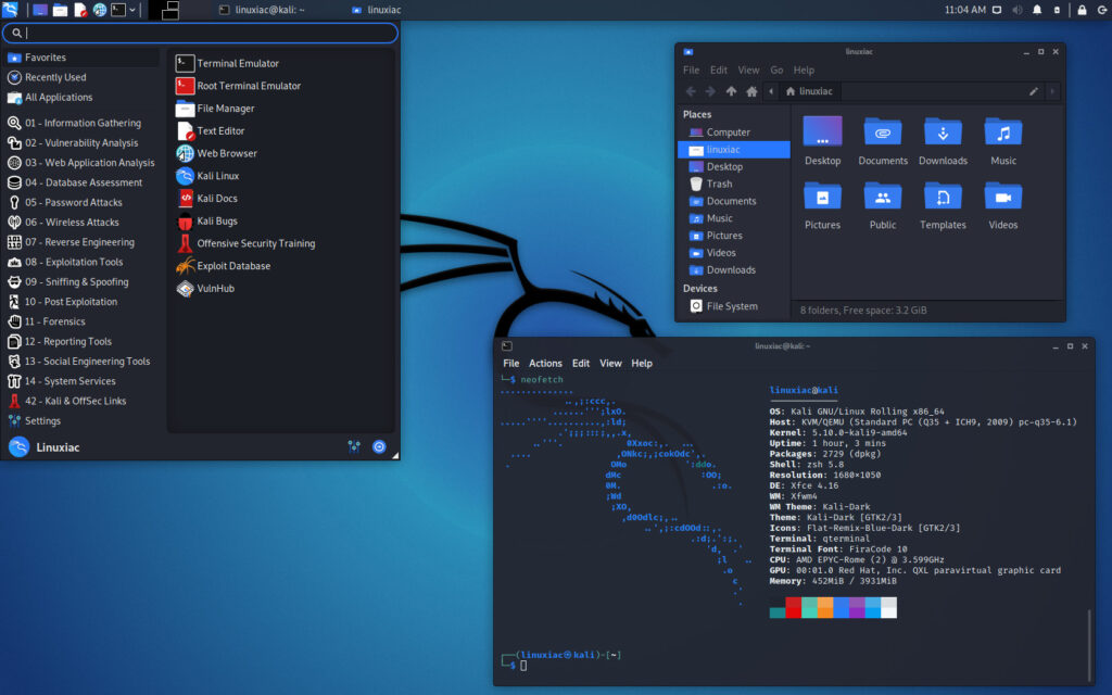 Kali Linux 2021.3 Xfce Desktop