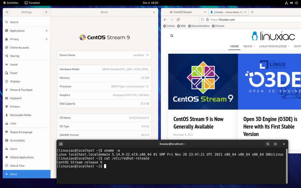 CentOS Stream 9 Desktop