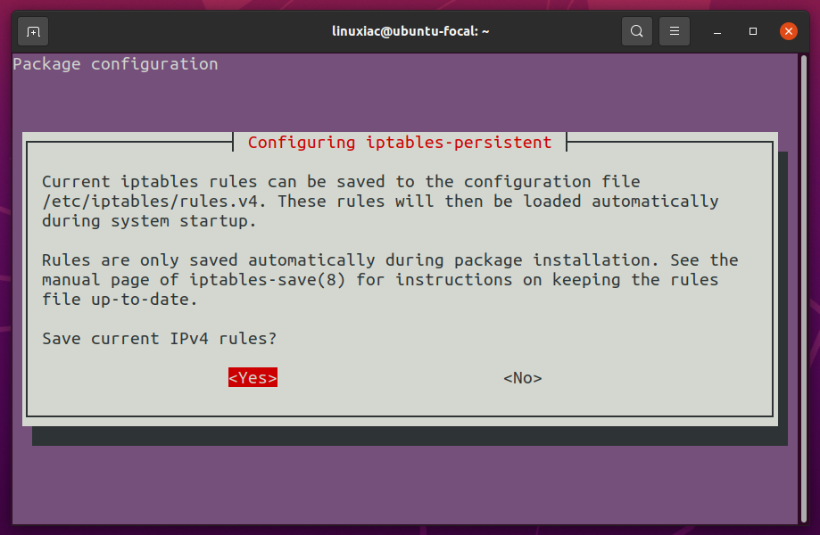 Installing persistent-iptables Package