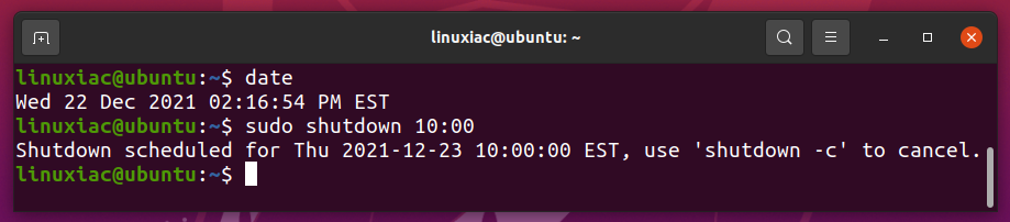 Schedule Shutdown at Specific Time in Linux
