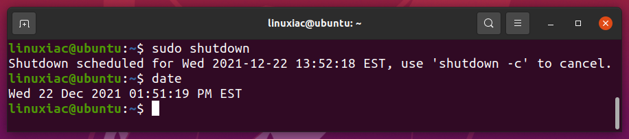 Linux shutdown Command Without Options