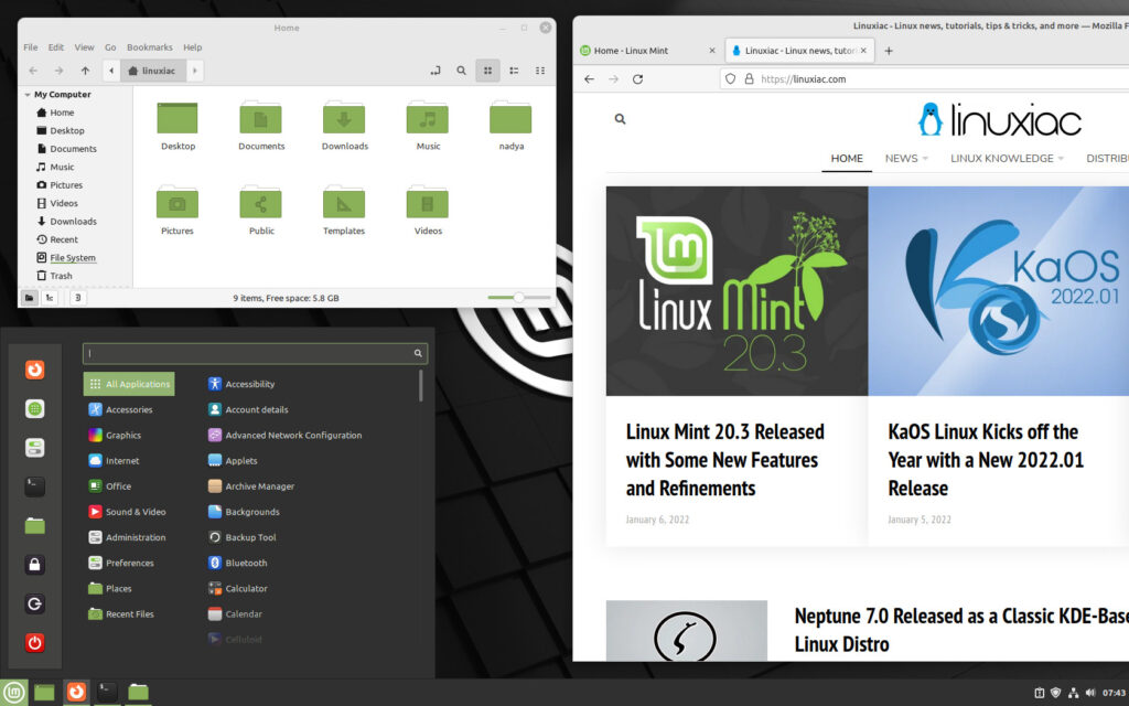 Linux Mint 20.3 (Una) Cinnamon Desktop