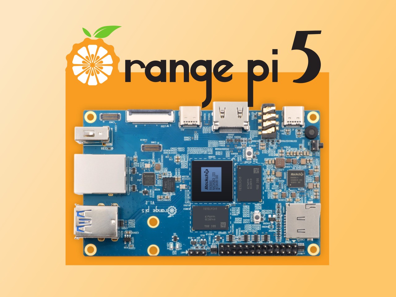 5 8GB LPDDR4 Rockchip RK3588S Octa-core ARMR 64 Bit 8nm LP Process with  QSPI Nor FLASH 16MB, 8K Video Codec Single Board Computer Run Orange Pi  OS(Pi5