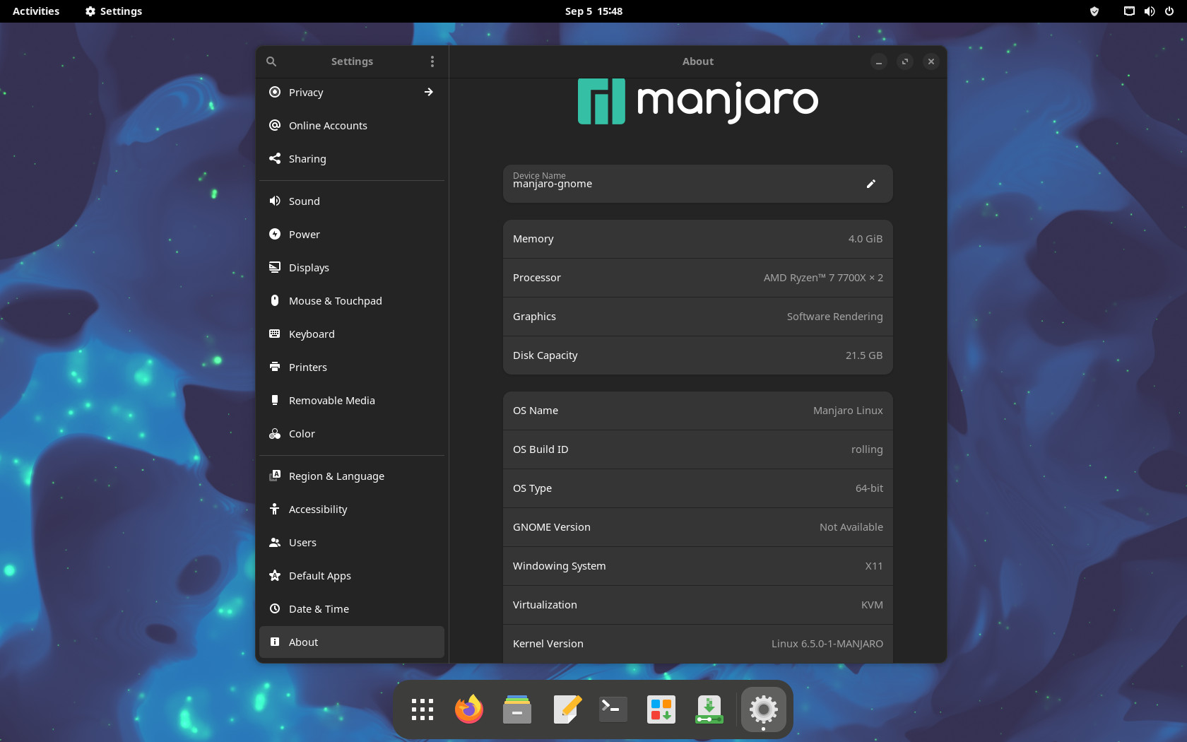 Manjaro 23 con desktop GNOME 44